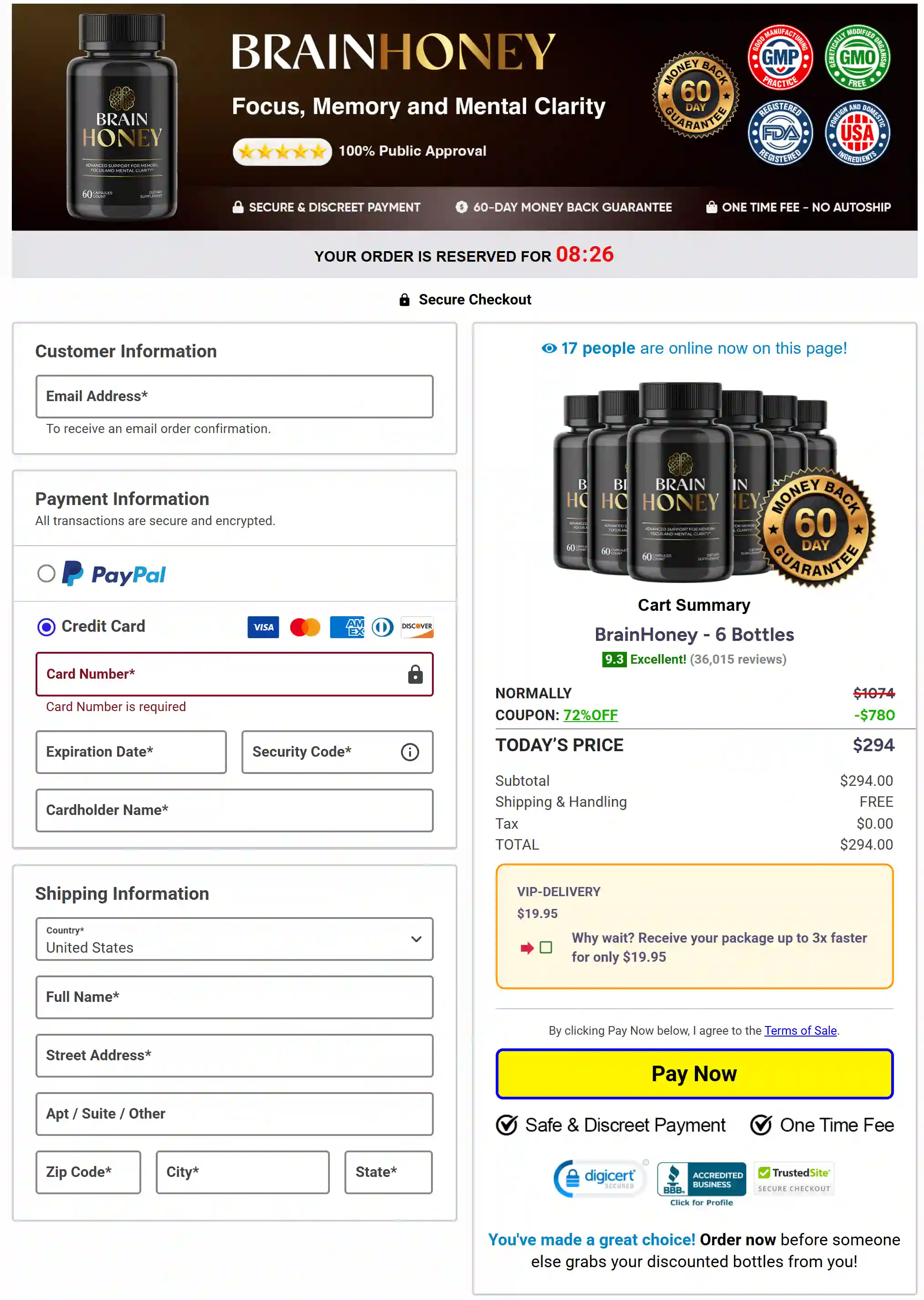 secure checkout page